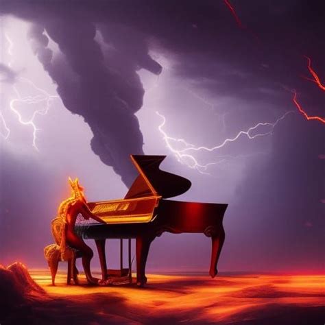 Thunder demon playing piano, lightning, thunder storm - AI Generated Artwork - NightCafe Creator