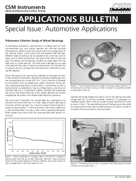 (PDF) CSM Instruments Advanced Mechanical Surface Testing APPLICATIONS BULLETIN Tribometer ...