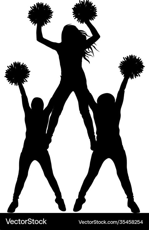 Girls cheerleading made a pyramid silhouette Vector Image