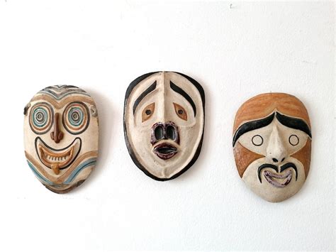 Handmade Ceramic Masks,folk Wall Accent, Ethnic Cosy Room Decor ...