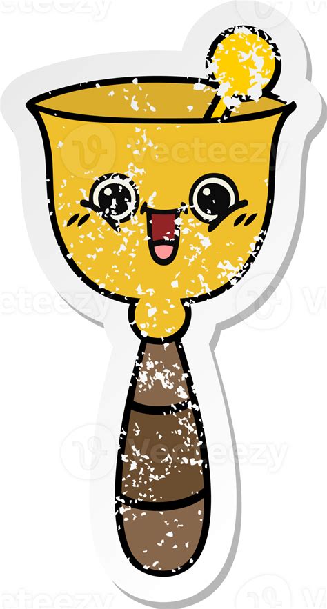 distressed sticker of a cute cartoon school bell 40708903 PNG