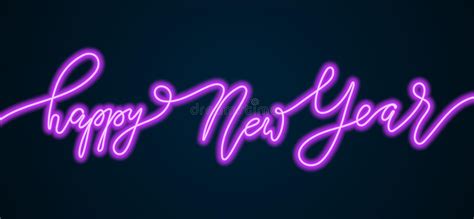 Happy New Year Neon Lettering. Holiday Greeting Card or Banner Design Template with Lighting ...