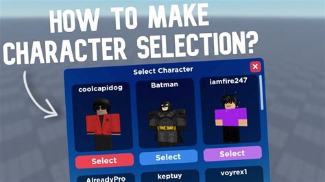 How to Make CHARACTER SELECTION? | Roblox Studio Tutorial - YouTube