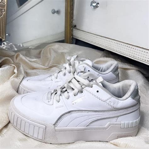 Puma White Platform Sneakers In fair condition,... - Depop