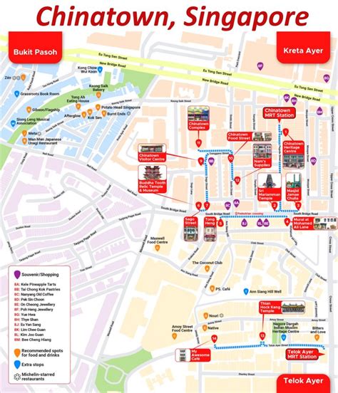 Chinatown Tourist Map | Singapore - Ontheworldmap.com