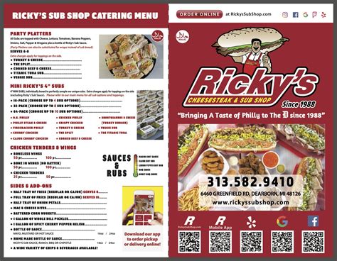 Ricky’s Menu - Ricky's Sub Shop