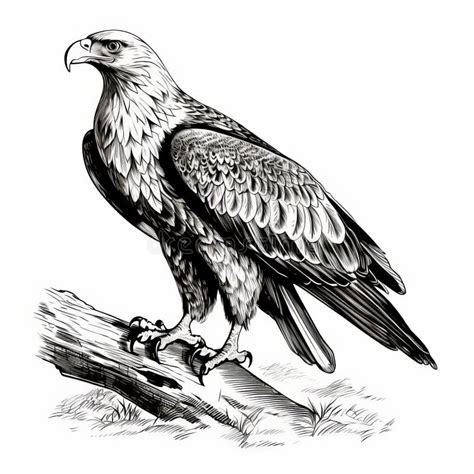 Dark Gold Eagle: a Stunning Black and White Drawing Stock Illustration - Illustration of artwork ...