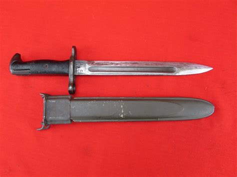 M1 Garand bayonet UC 10" uncut bayonet w/ foreign contract scabbard ...