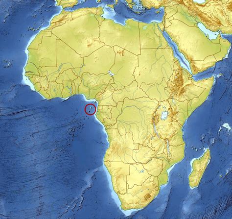 Detailed location map of Sao Tome and Principe in Africa with relief ...