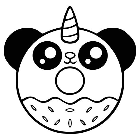 Kids Coloring Pages, Cute Panda Donut Character Vector illustration EPS And Image 8992215 Vector ...