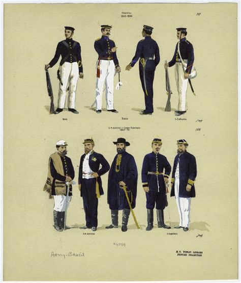 Brazilian military uniforms, 19th century - NYPL Digital Collections