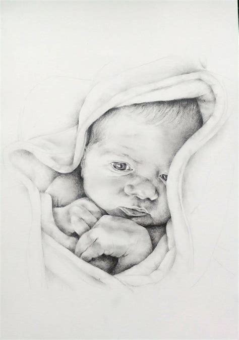 Newborn Baby Portrait Pencil Drawing Customised and | Etsy in 2021 | Baby drawing, Newborn baby ...