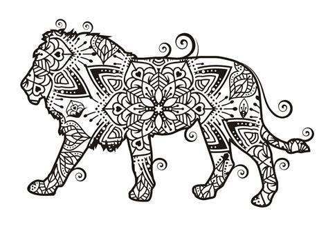 Lion Walking Mandala coloring page - Download, Print or Color Online for Free