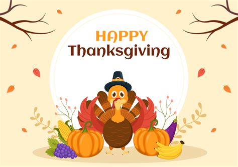 Happy Thanksgiving Celebration Template Hand Drawn Cartoon Flat ...