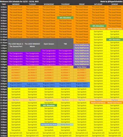 Nicktoons's Schedule! by BobCardsForever on DeviantArt