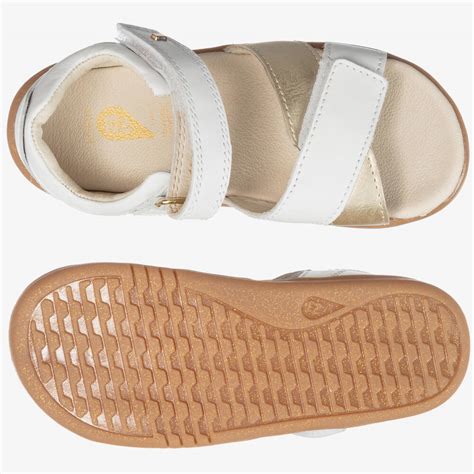 Bobux IWalk - White & Gold Leather Sandals | Childrensalon Outlet