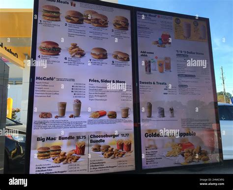 Augusta, Ga USA - 12 20 20: McDonalds drive thru lunch menu Stock Photo ...