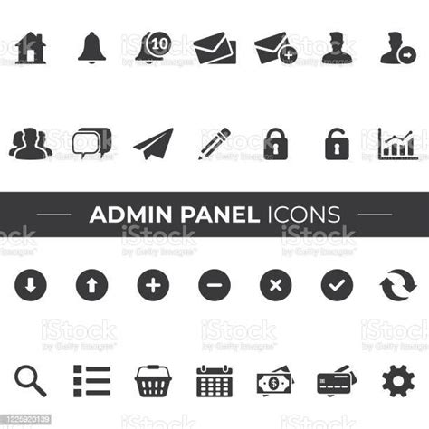 Admin Panel Icons Set Stock Illustration - Download Image Now - Administrator, Analyzing ...