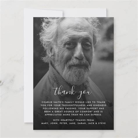 Modern Black & White Photo Funeral Thank You Card | Zazzle in 2023 | Funeral thank you cards ...