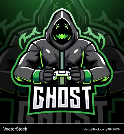 Ghost gaming esport mascot logo design Royalty Free Vector