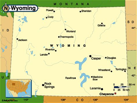 Wyoming Counties Road Map USA