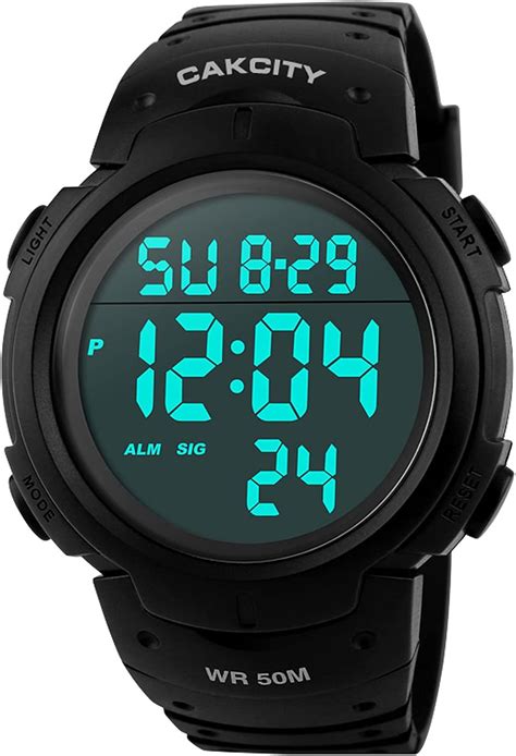 Amazon.com: Mens Digital Sports Watch LED Screen Large Face Military Watches for Men Waterproof ...