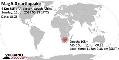 Quake Info: Strong Mag. 5.0 Earthquake - 6.8 km South of Alberton, South Africa, on Sunday, Jun ...