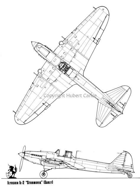 "Ilyushin Il-2 Sturmovik (Early)" (Original art by Hubert Cance) | Original art, Plan drawing ...