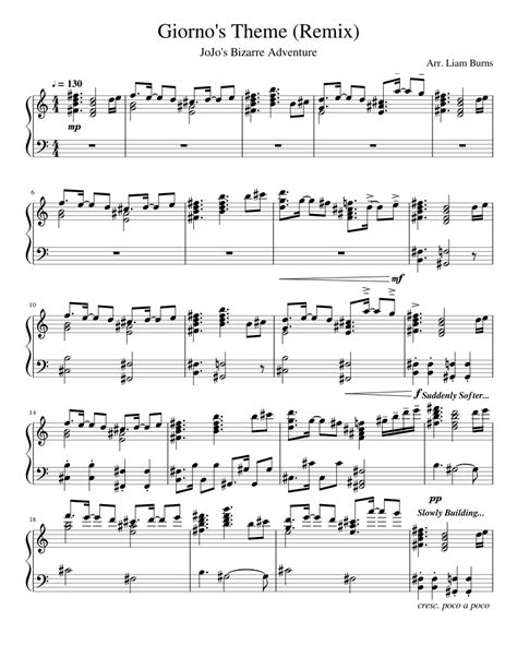 Giorno's Theme Sheet music for Piano (Solo) | Musescore.com