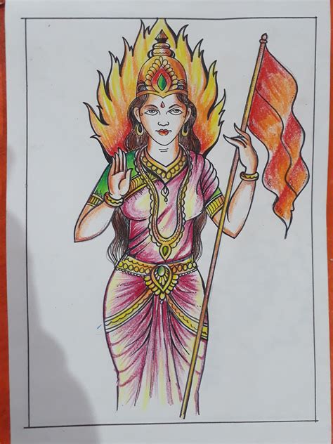 Bharat mata drawing art | Mini canvas art, Art drawings for kids, Bharat mata art