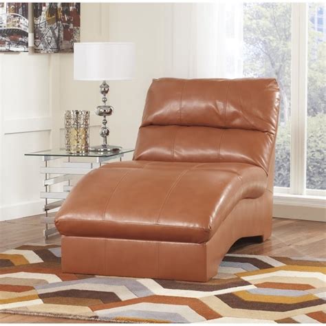 Ashley Paulie Leather Chaise Lounge in Orange - 2700215