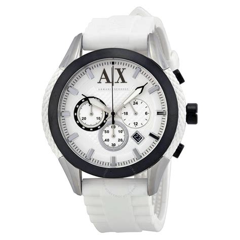 Armani Exchange Chronograph White Dial White Silicone Men's Watch ...