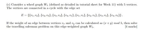 (c) Consider a wheel graph W5 (defined as detailed in | Chegg.com