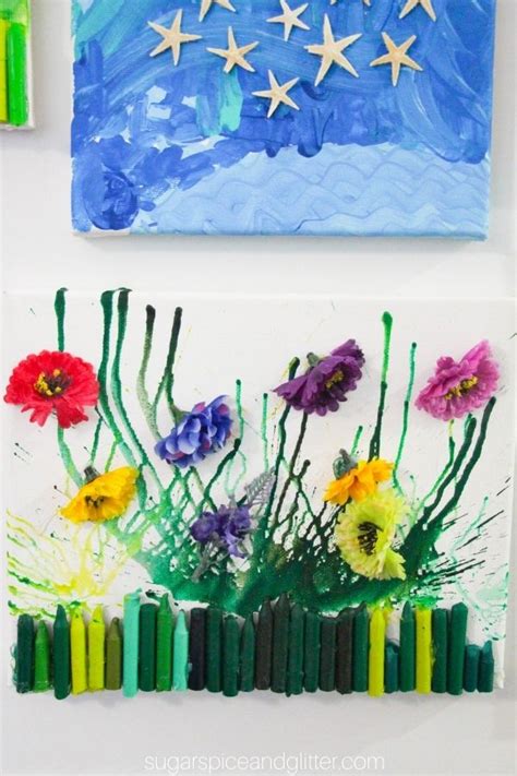 Flower Melted Crayon Art (with Video) ⋆ Sugar, Spice and Glitter