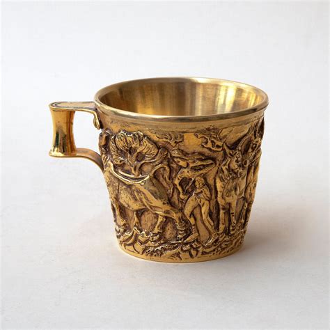 Mycenaean Gold Cup, Ancient Greek Artifact Museum Replica in Copper 24K ...