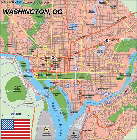 Map of Washington, DC (Capital in United States) | Welt-Atlas.de