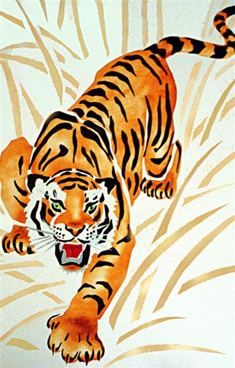 Large Tiger Stencil - Henny Donovan Motif large tiger stencil | Tiger stencil, Tiger art drawing ...