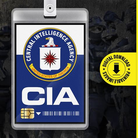 CIA ID Badge Digital Download PDF 2.375x3.375 in Halloween Cosplay ...