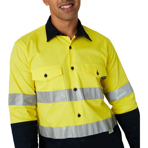 Tradie Men's Long Sleeve Reflective Tape Hi Vis Work Shirt - Neon Yellow - Size XL | BIG W