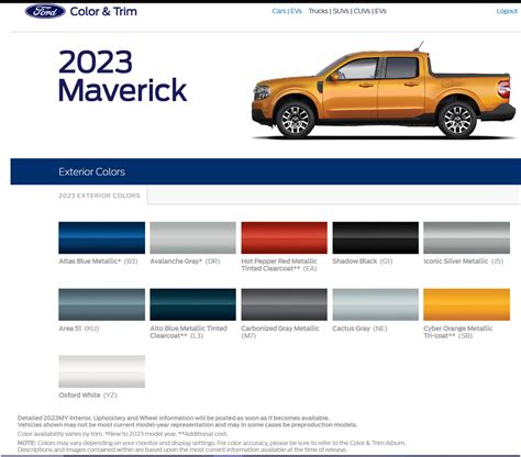 2023 Colors - From Ford website | Ford Maverick Forum