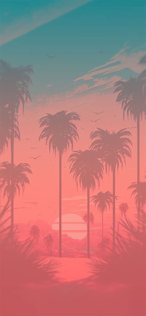 Sunset & Palm Summer Aesthetic Wallpaper - Summer Wallpapers