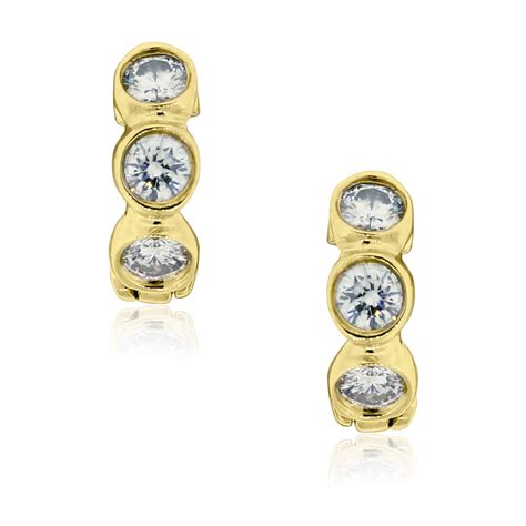 14k Yellow Gold .70ctw Bezel Set Diamond Huggie Earrings