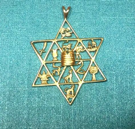 14K Yellow Gold Star of David 12 Tribes of Israel Jew… - Gem