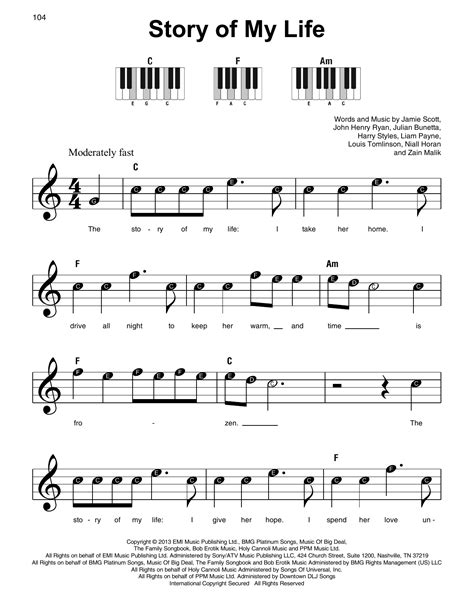 One Direction - Story Of My Life sheet music