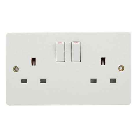 Wall Power Dual UK Socket Plug Grounded, 13A 250V British Standard Electrical Double Outlet ...