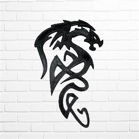 STL file Tribal Dragon Silhouette 2D Wall Art Decor STL & SVG 🐉 ...