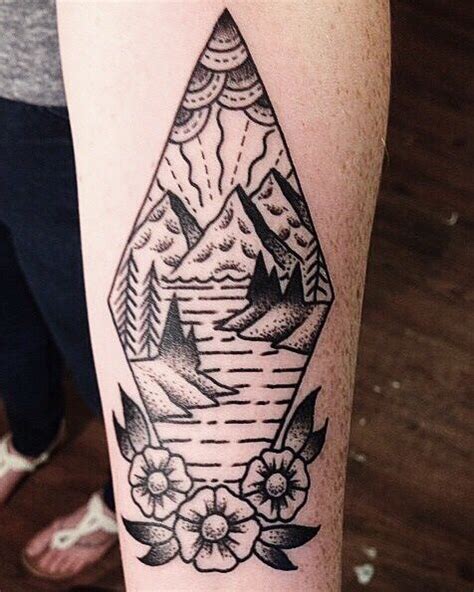 Landscape In Rhombus | Best tattoo design ideas | Globe tattoos, Landscape tattoo, Tattoos