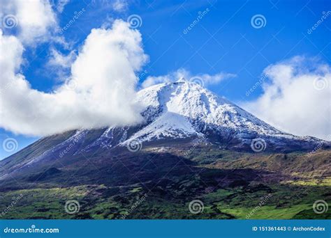 Mount Pico Volcano Summit with Snow Stock Image - Image of cloud, peak: 151361443