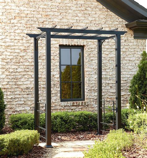 Lawn & Garden Decor 2019: Metal Arbor with Flat Roof Black