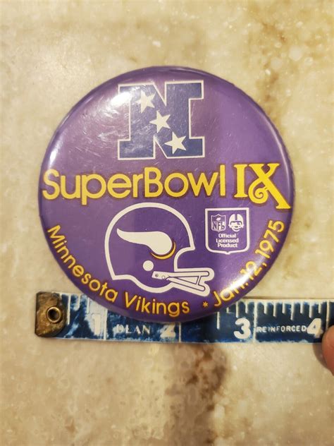 VINTAGE 1975 Minnesota Vikings Super Bowl IX 3 1/2 Inch Button, Fran Tarkenton!! | eBay